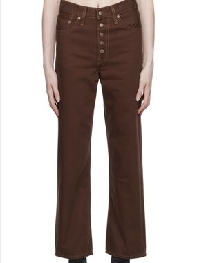 Levi's Ribcage Straight Ankle Snap-Fly (Faux Button) Jeans Chocolate - Size 29